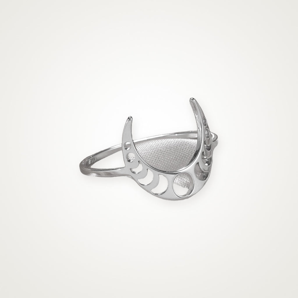 Anillo Luna creciente plateado