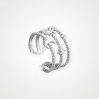 Anillo Luna y bolitas plateado