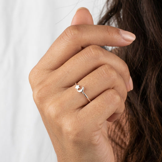 Anillo Luna y Estrella Ajustable