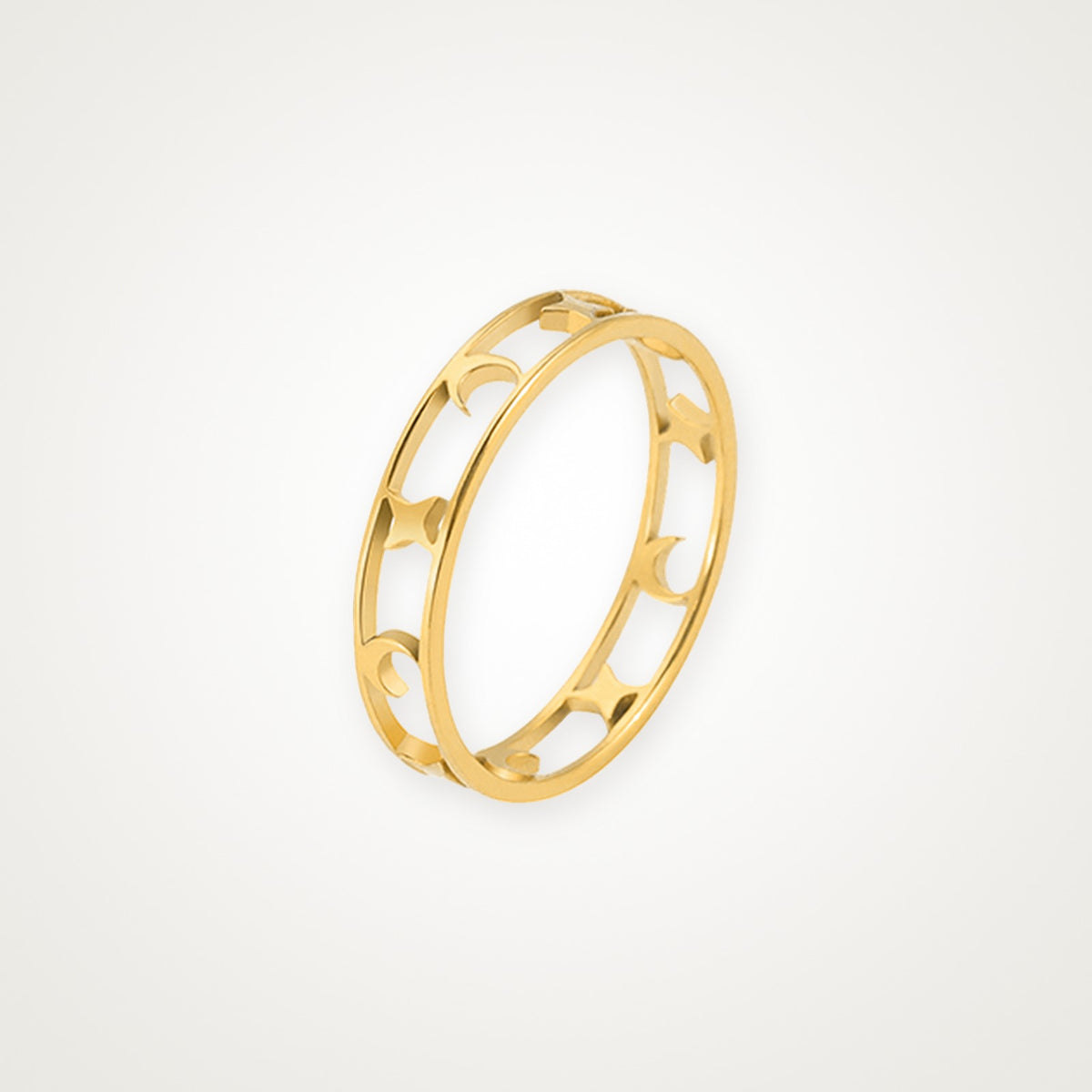 Anillo Luna y estrellas dorado