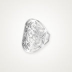 Anillo Mandala floral plateado