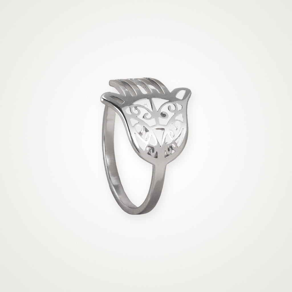 Anillo Mano de Fátima plateado
