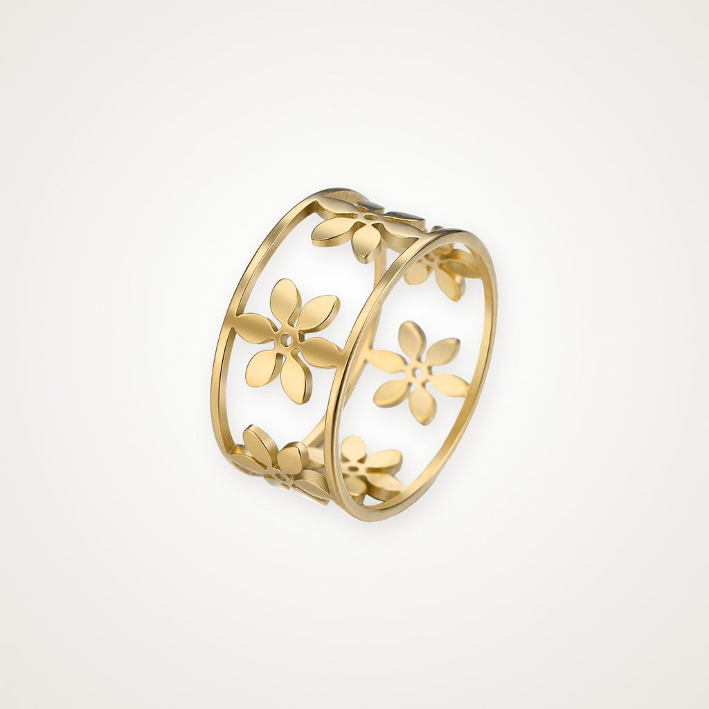 Anillo Margaritas caladas dorado