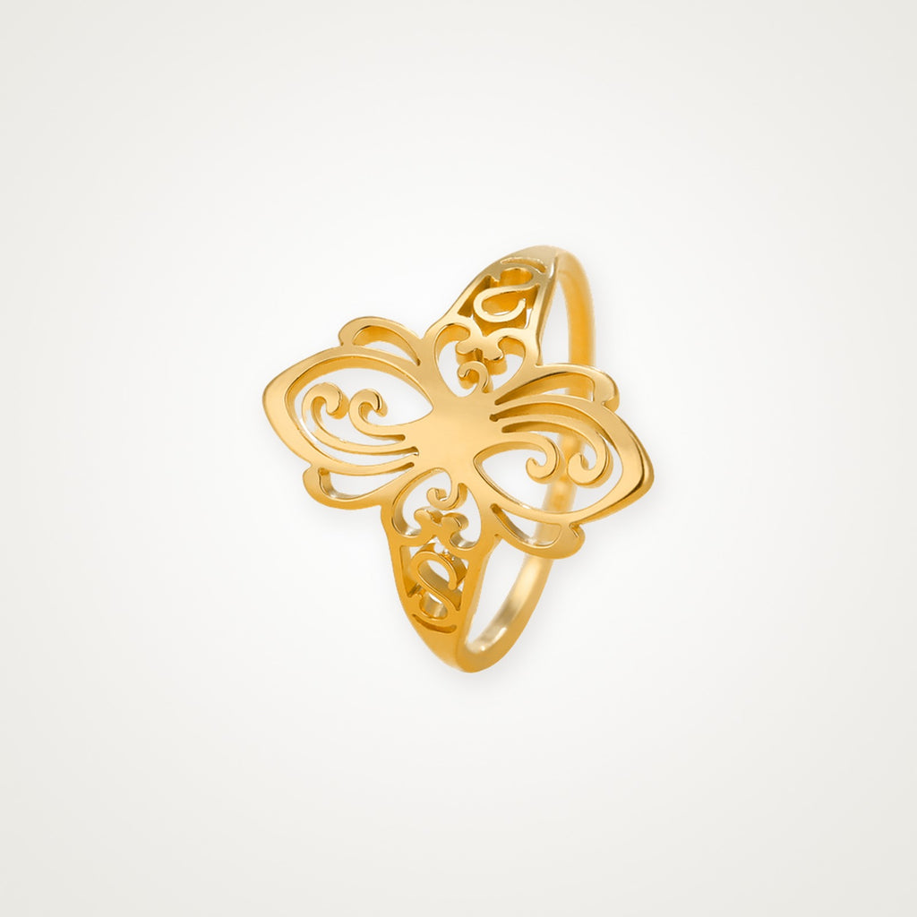 Anillo Mariposa de filigrana dorado