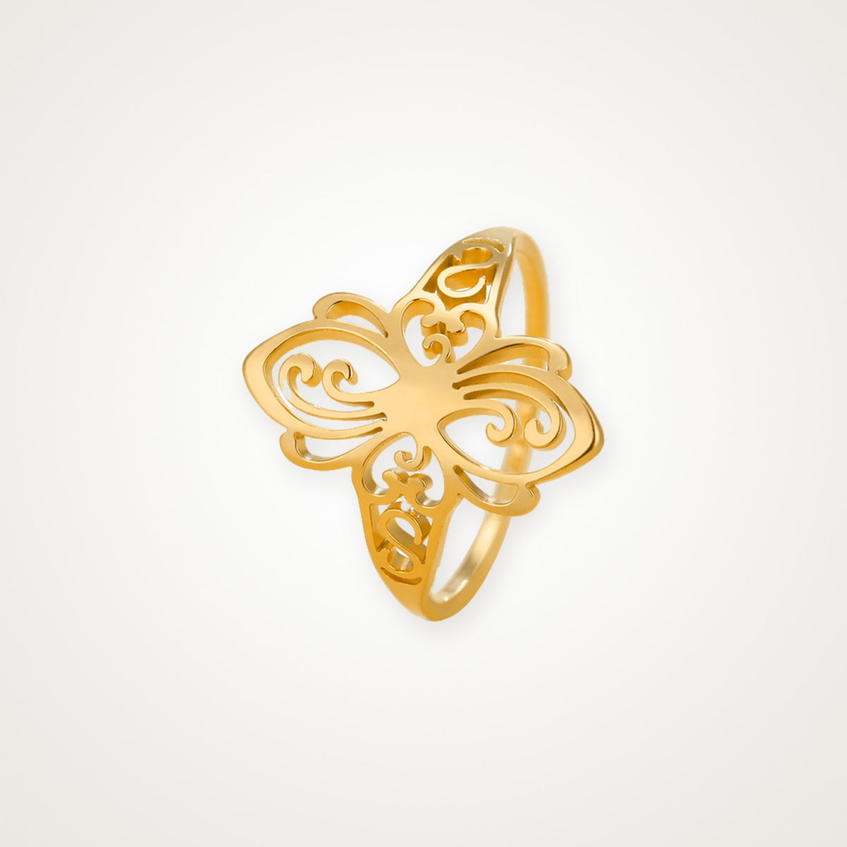 Anillo Mariposa de filigrana dorado