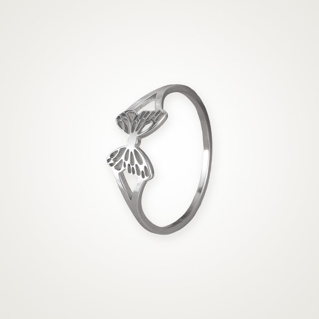 Anillo Mariposa de perfil plateado