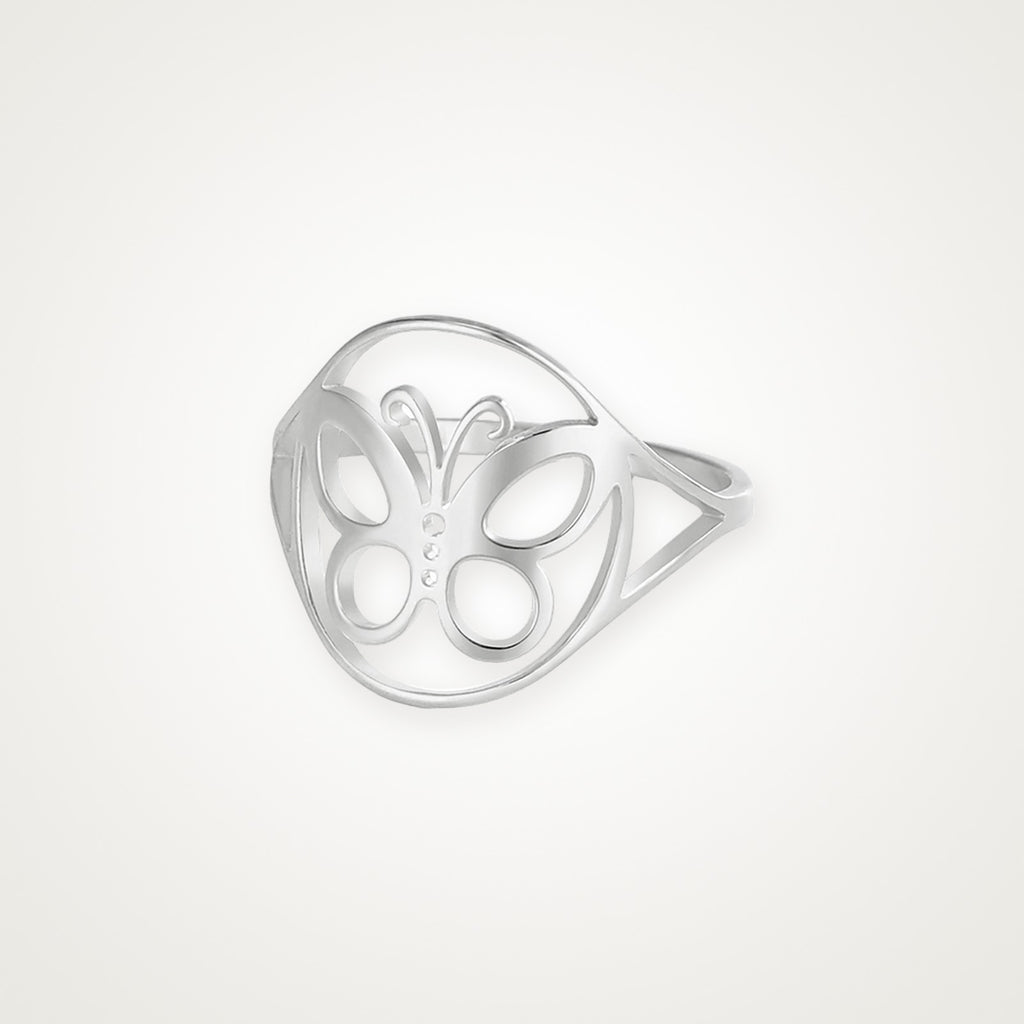 Anillo Mariposa en el círculo plateado