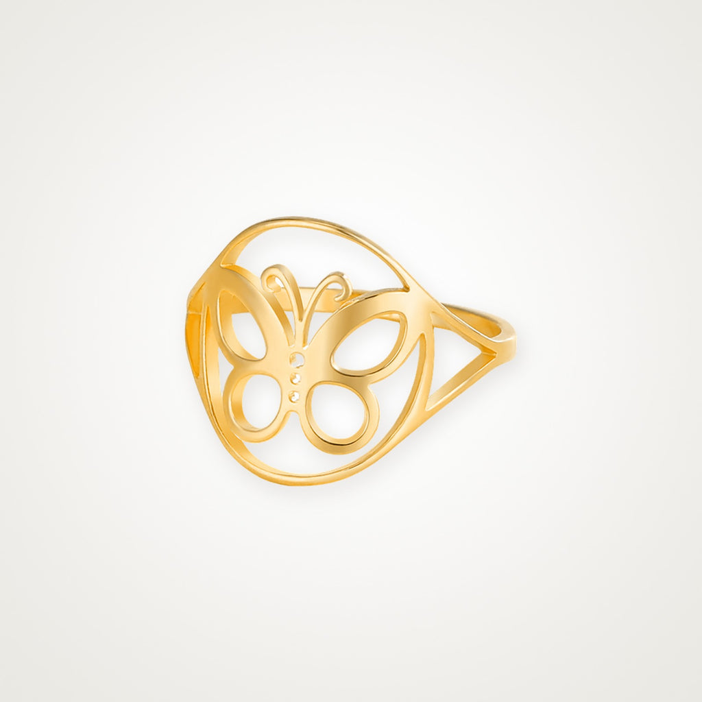 Anillo Mariposa en el círculo dorado