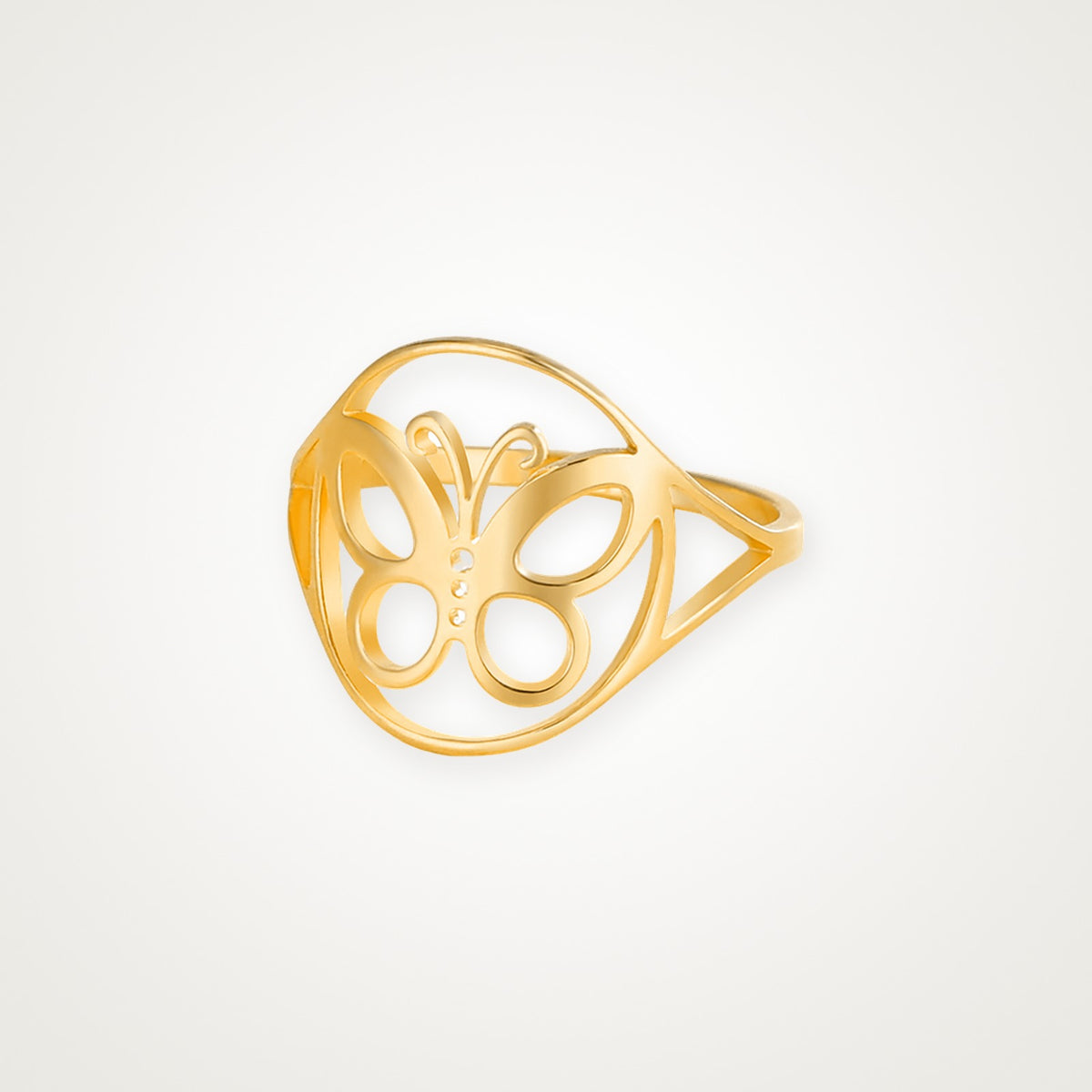 Anillo Mariposa en el círculo dorado