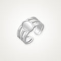 Anillo Medalla y líneas plateado