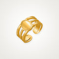Anillo Medalla y líneas dorado