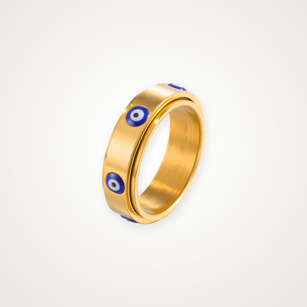 Anillo Ojo turco giratorio dorado