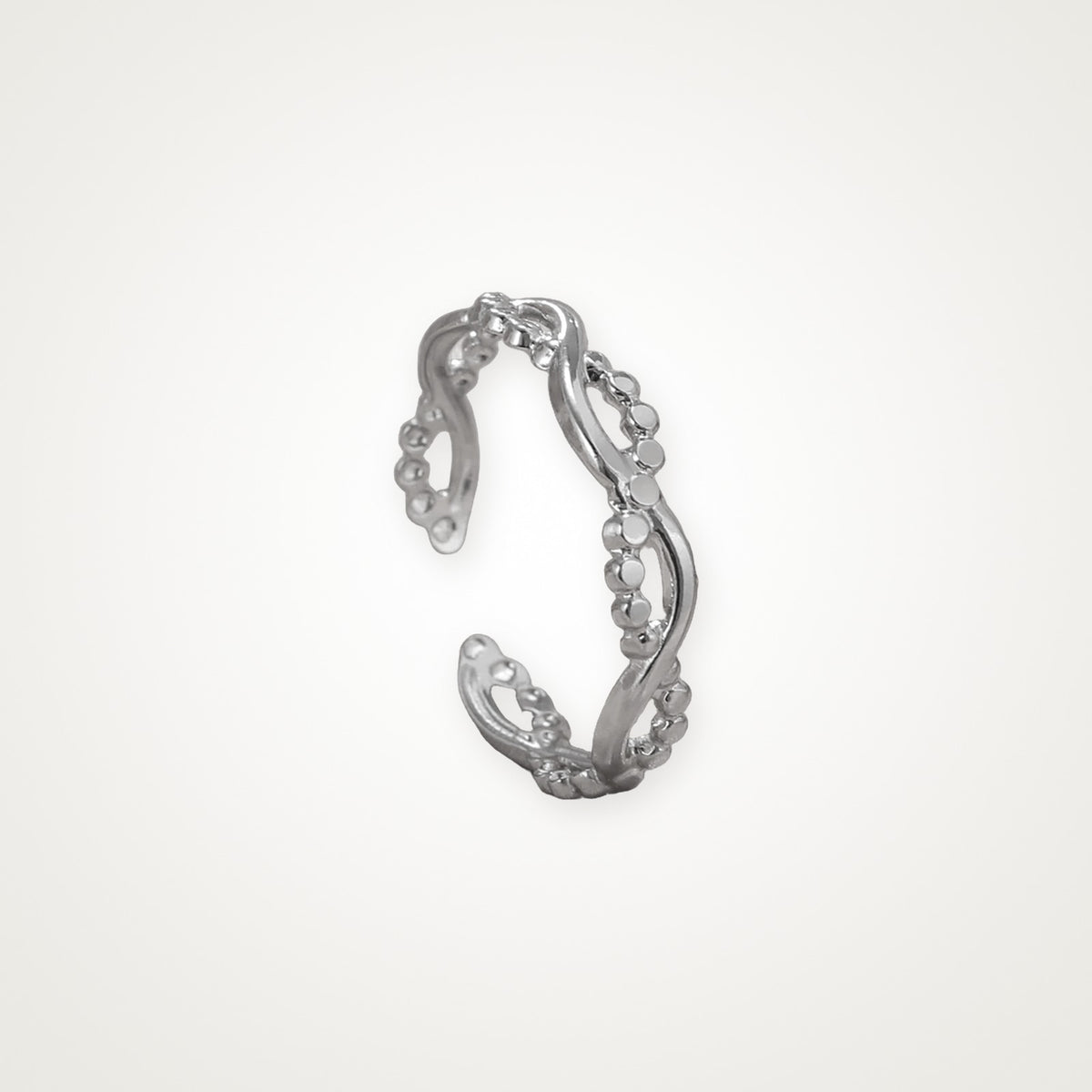 Anillo Onda de bolitas plateado
