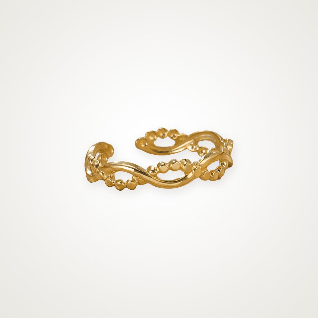 Anillo Onda de bolitas dorado