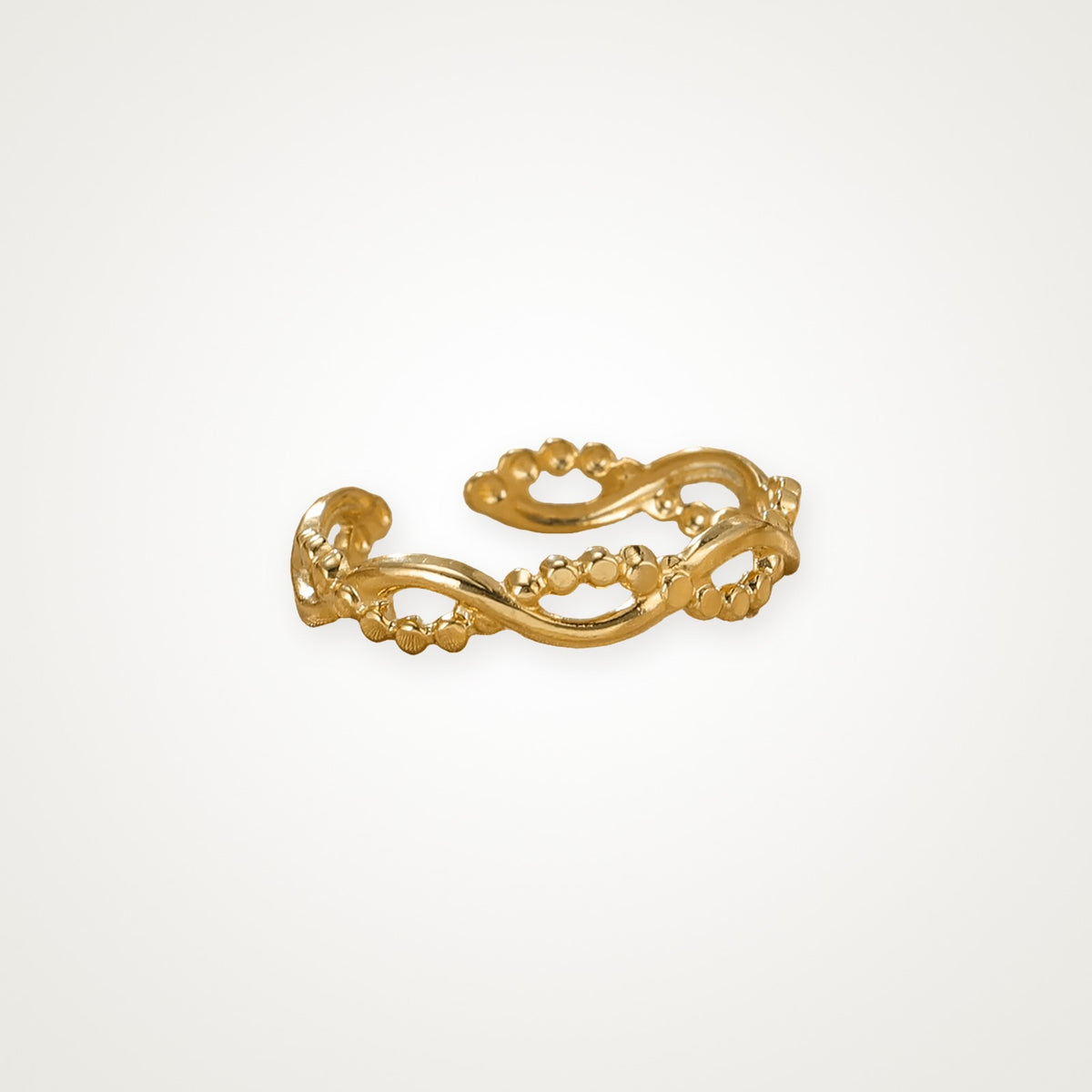 Anillo Onda de bolitas dorado