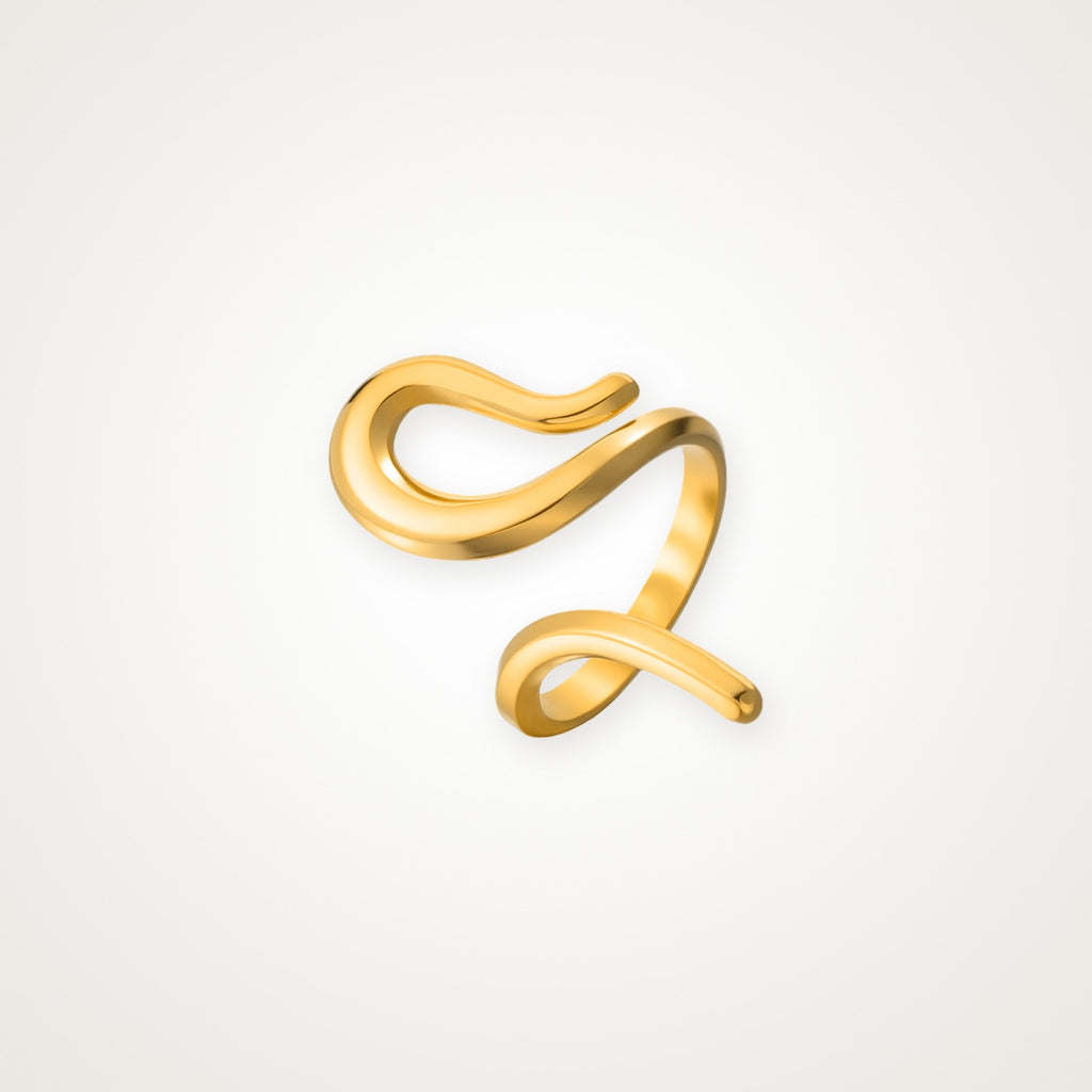 Anillo Onda escultural dorado
