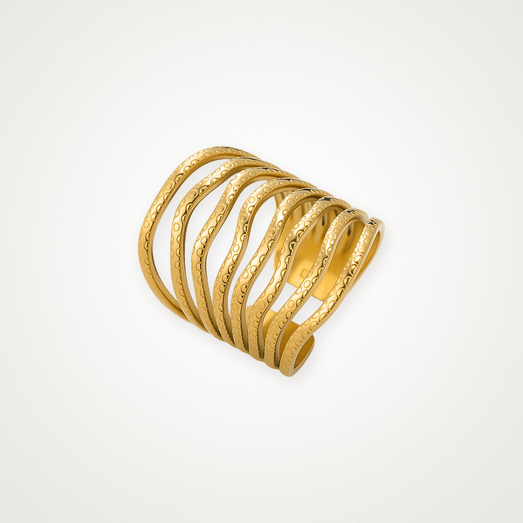 Anillo Ondas brillantes dorado