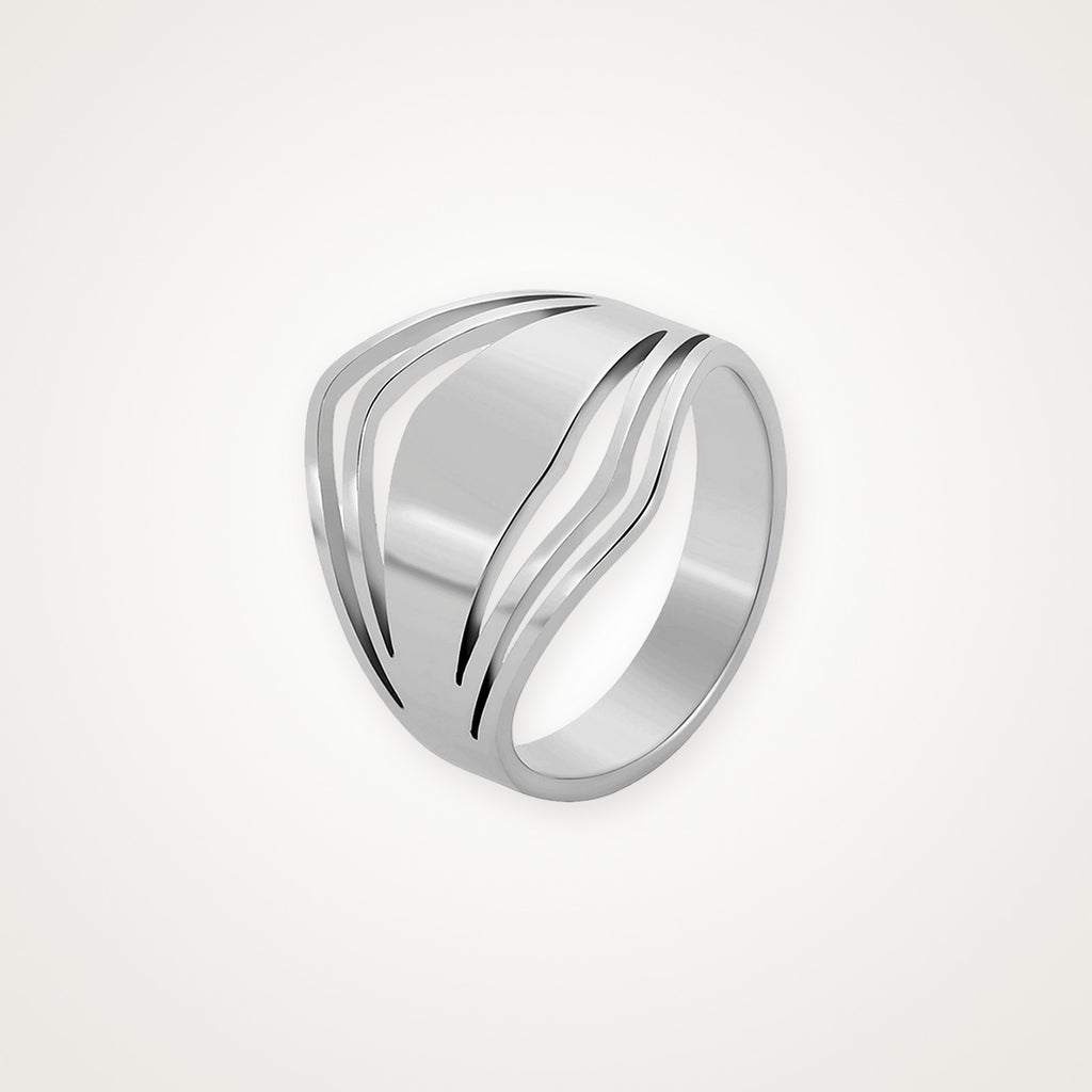 Anillo Ondas caladas plateado