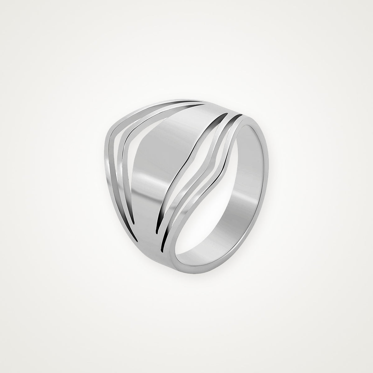 Anillo Ondas caladas plateado