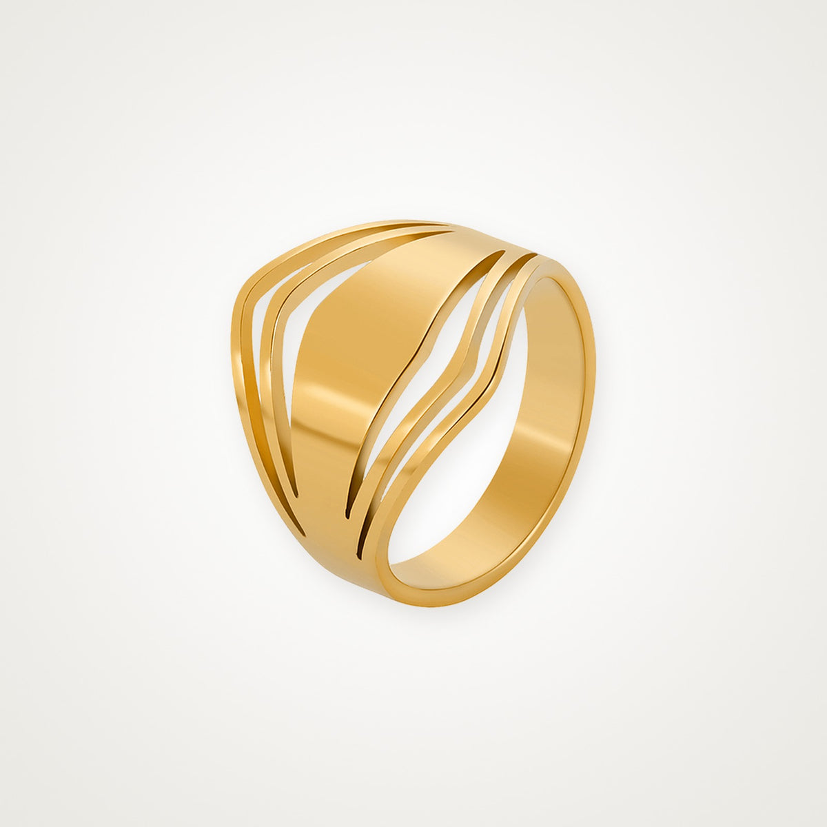 Anillo Ondas caladas dorado
