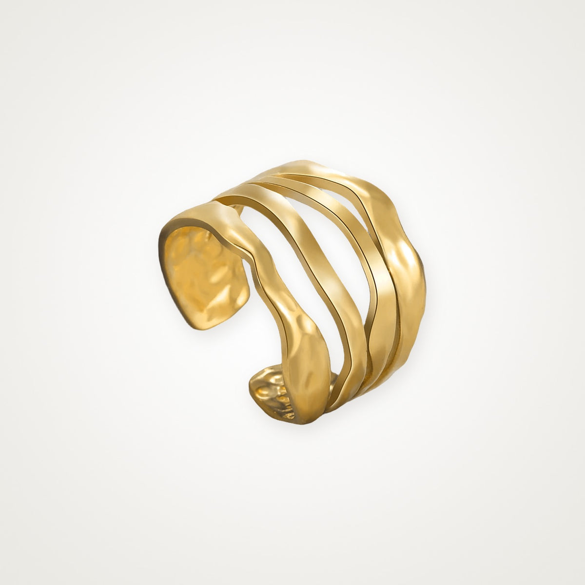 Anillo Ondas martilladas dorado