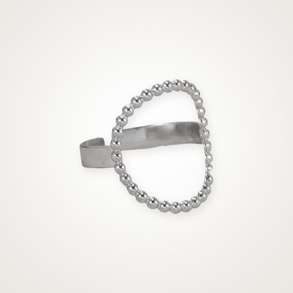 Anillo Óvalo de bolitas plateado
