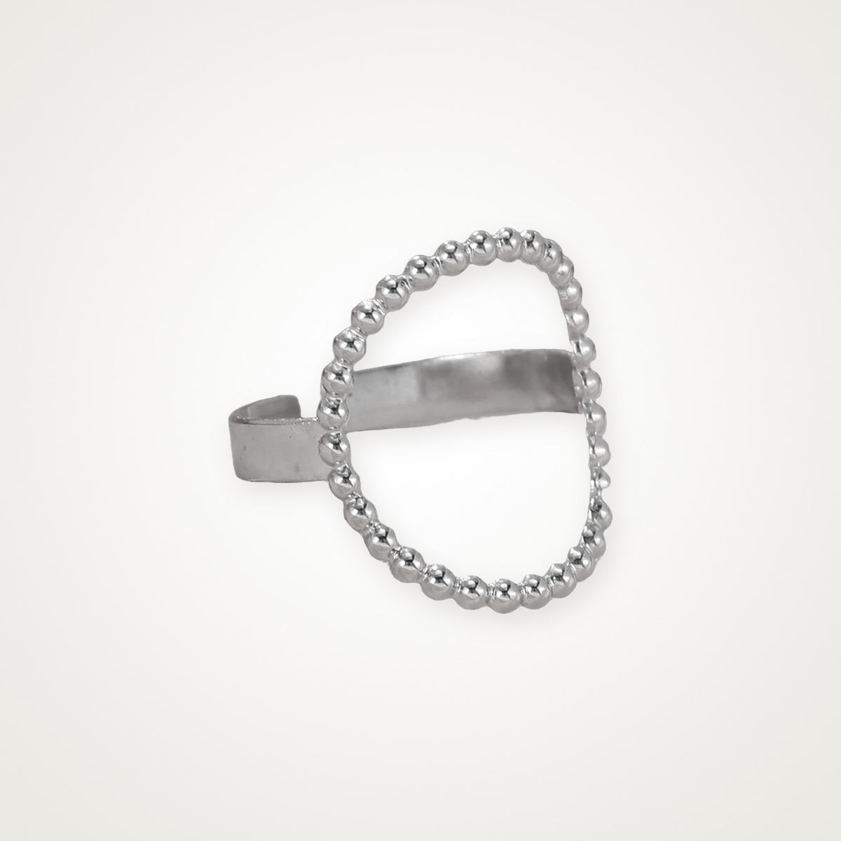 Anillo Óvalo de bolitas plateado