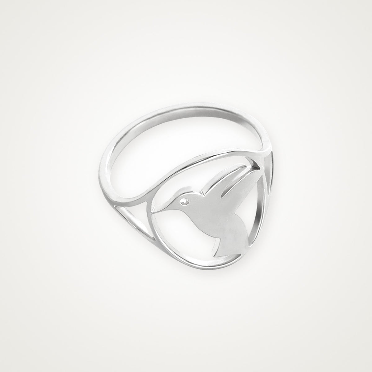 Anillo Pajarito en el aro plateado