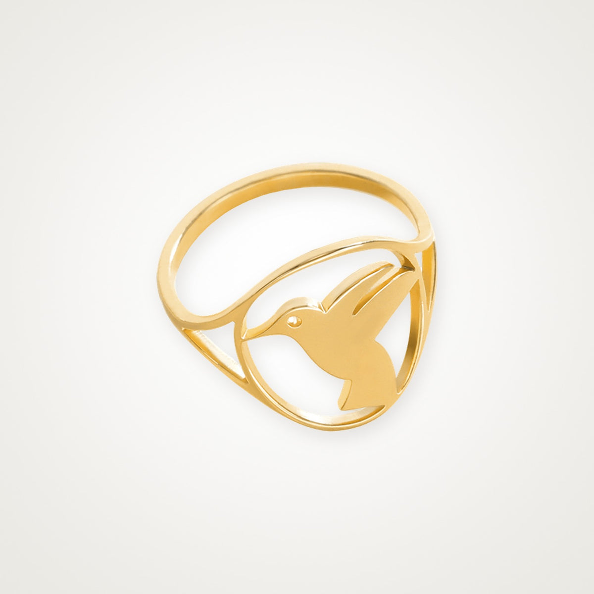 Anillo Pajarito en el aro dorado