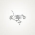 Anillo Pájaro en la rama plateado