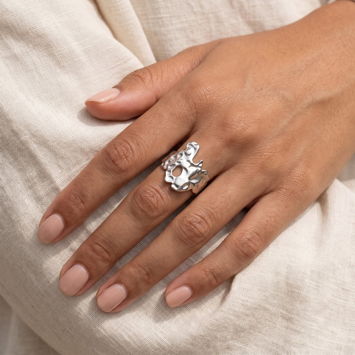 Anillo Pepita plateado puesto