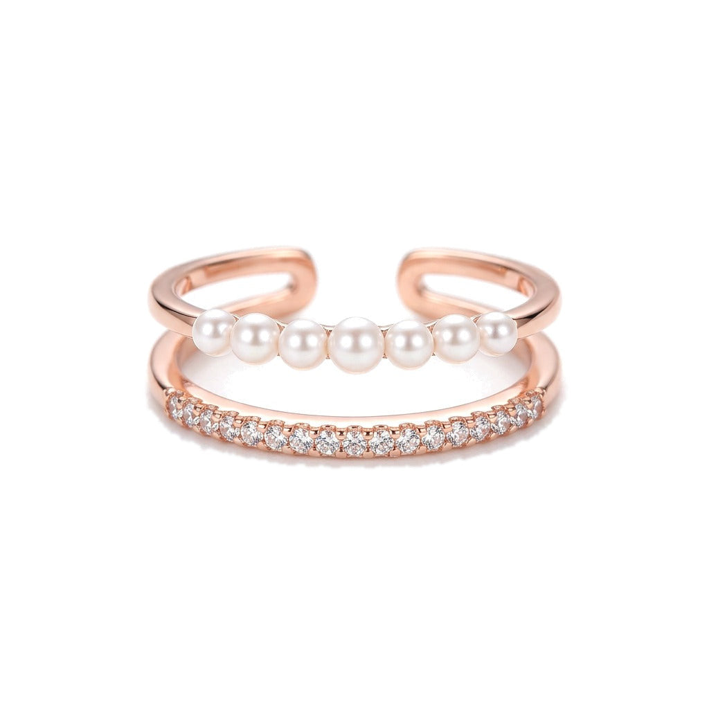 Anillo Perla de Agua Dulce con Zirconias