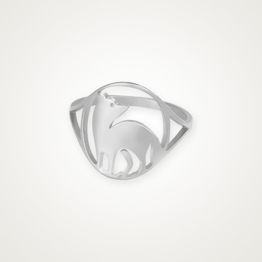 Anillo Perrito sentado plateado