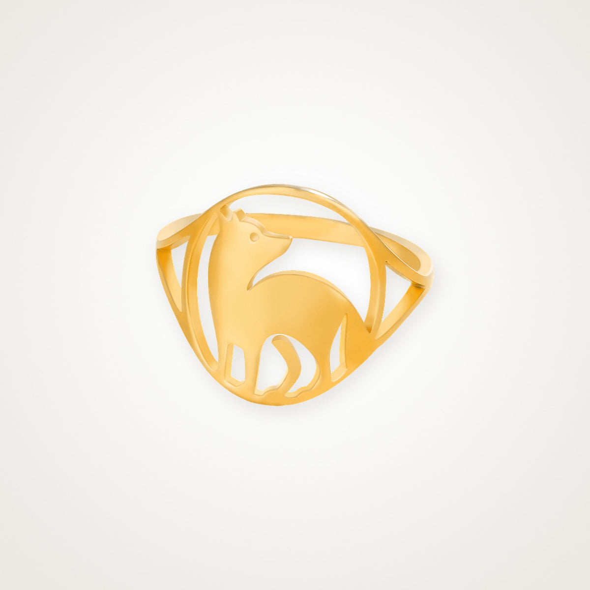 Anillo Perrito sentado dorado