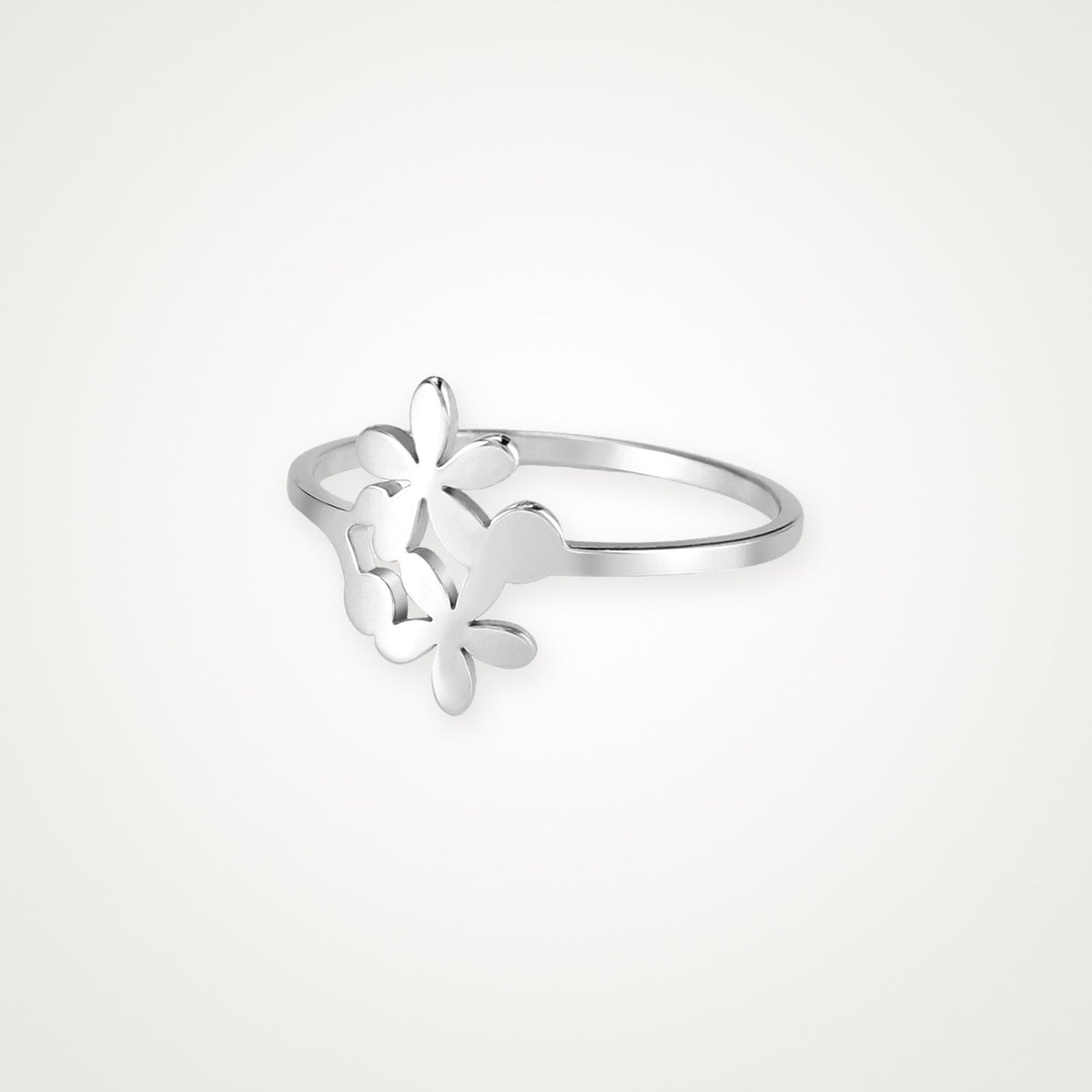 Anillo Ramito de flores plateado