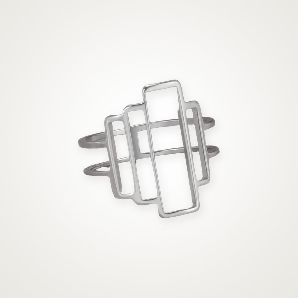 Anillo Rectángulos plateado