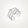 Anillo Rombo y líneas plateado