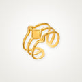 Anillo Rombo y líneas dorado