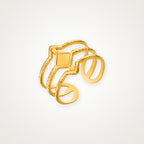 Anillo Rombo y líneas dorado