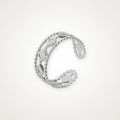 Anillo Rombos y bolitas plateado
