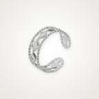 Anillo Rombos y bolitas plateado