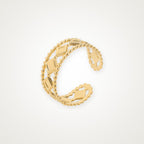 Anillo Rombos y bolitas dorado