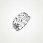 Anillo Rosas caladas plateado