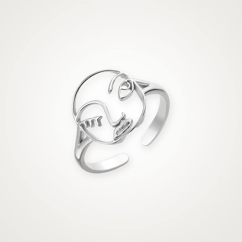 Anillo Rostro plateado
