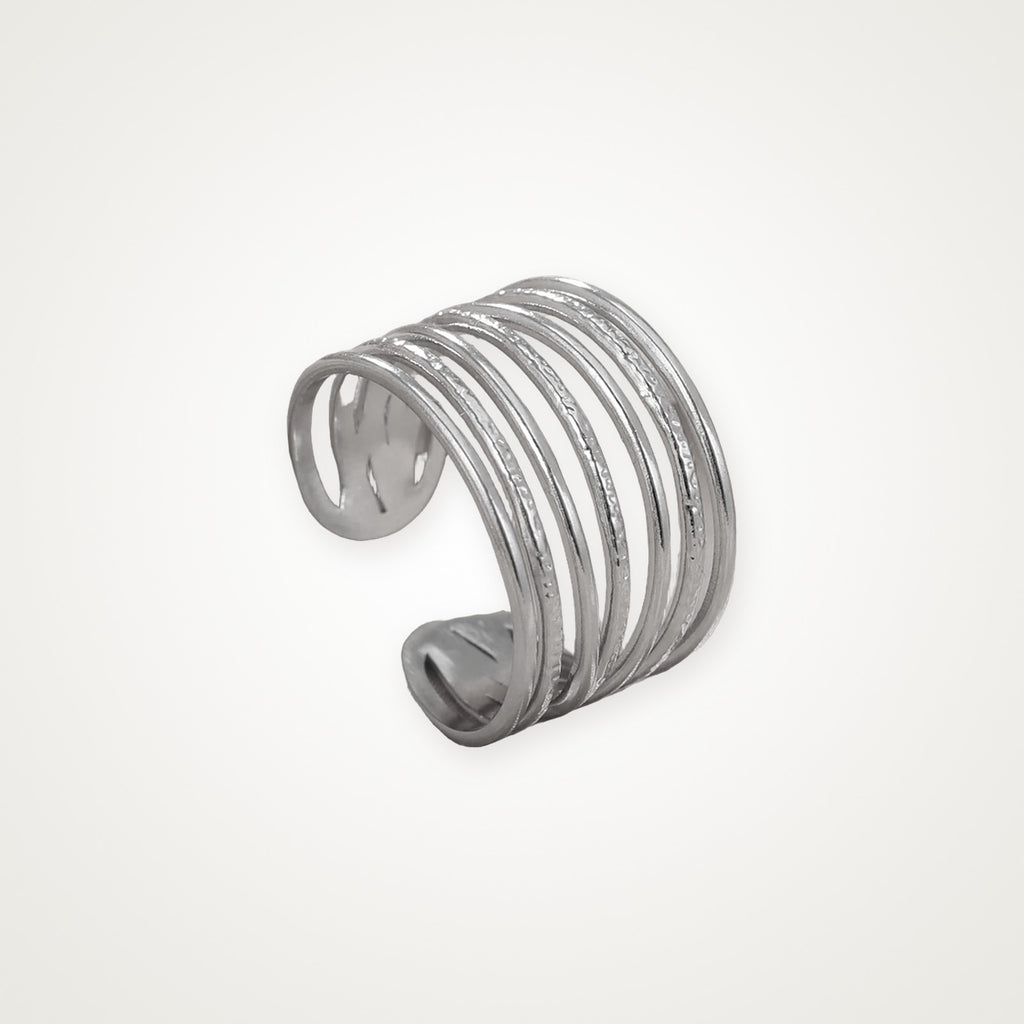 Anillo Seis líneas plateado