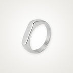 Anillo Sello rectangular plateado