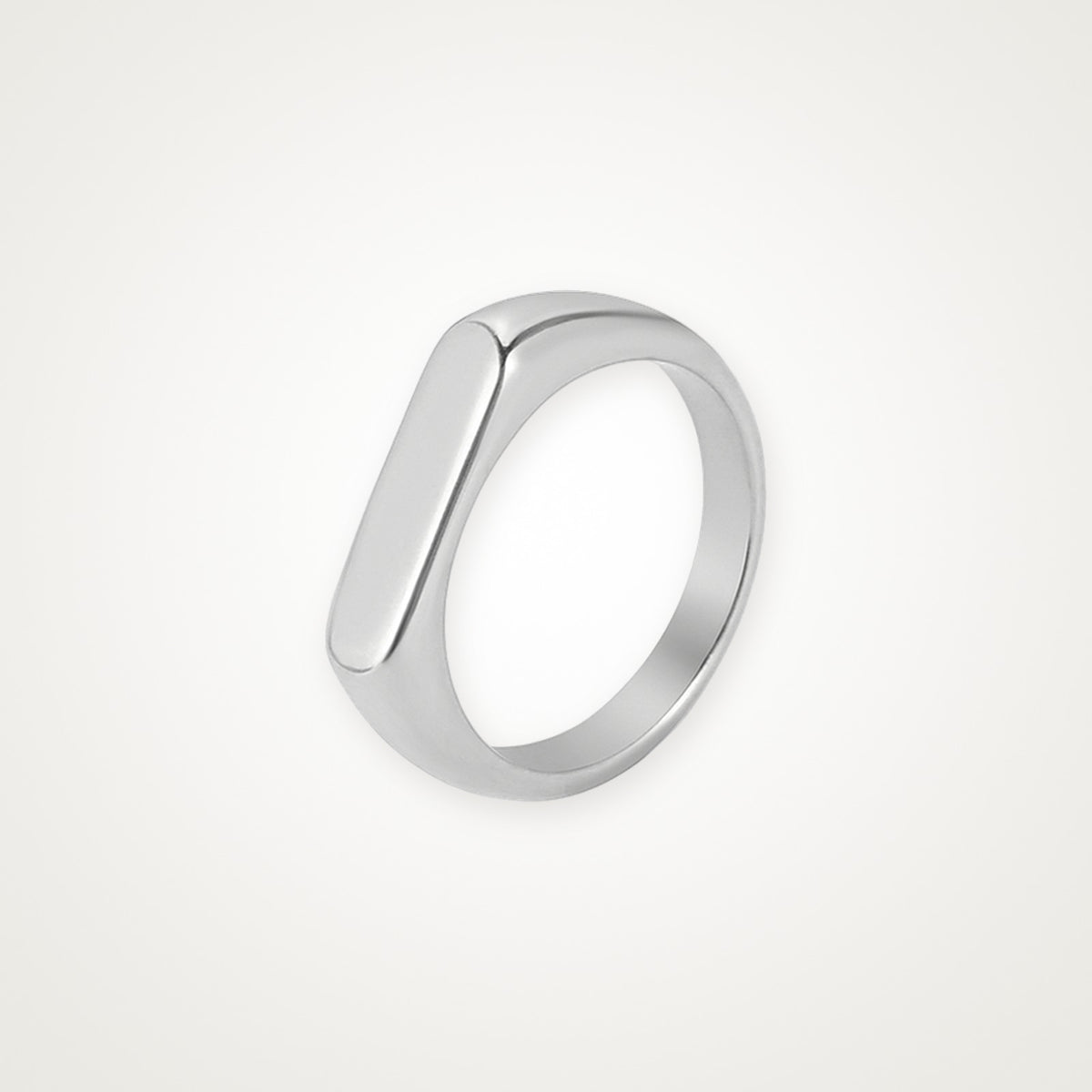 Anillo Sello rectangular plateado