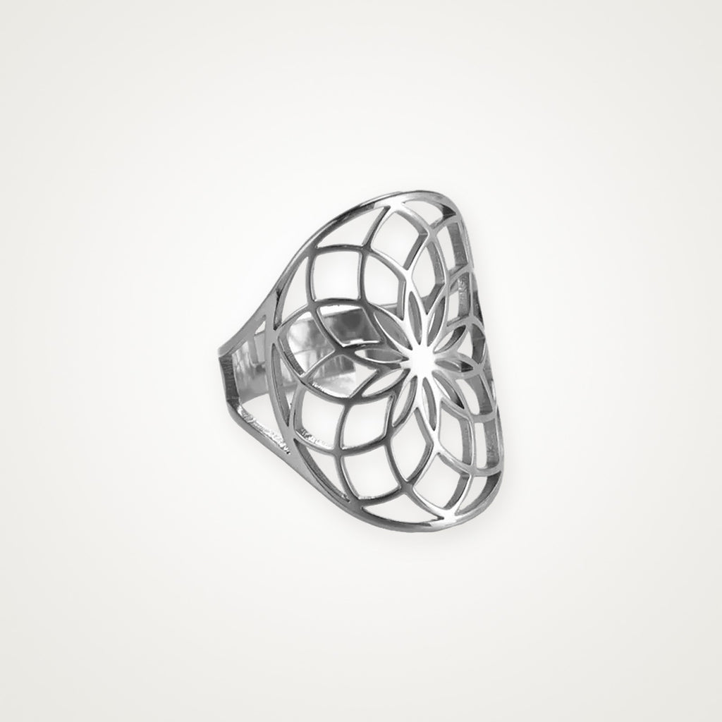 Anillo Semilla de la vida plateado