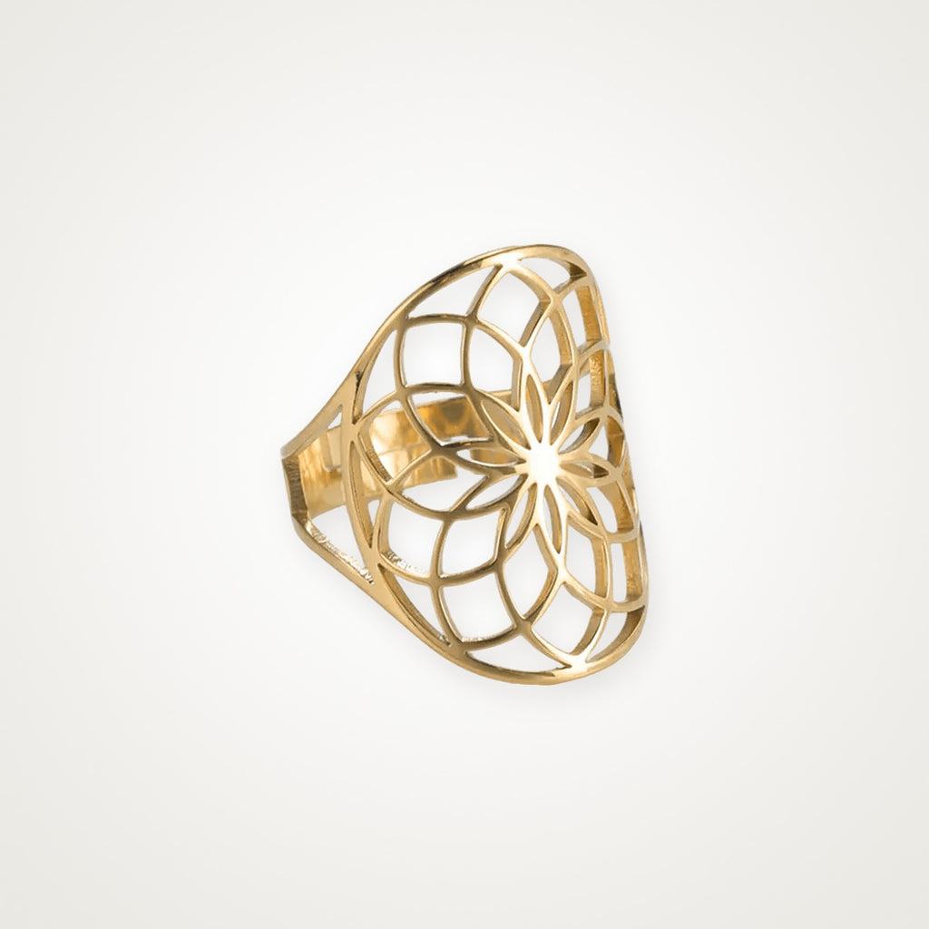 Anillo Semilla de la vida dorado