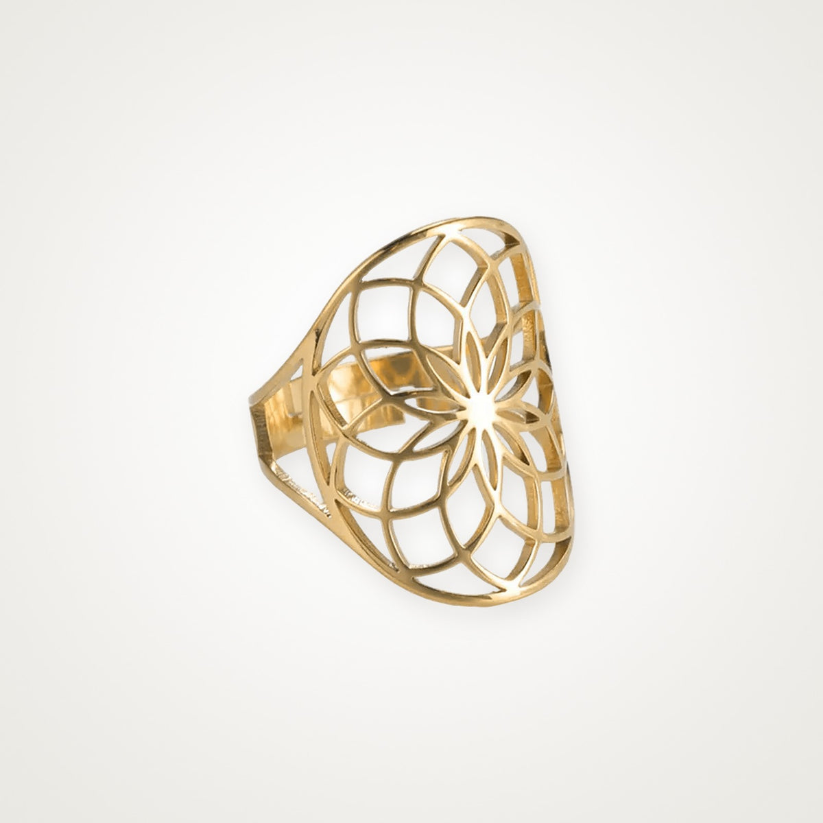 Anillo Semilla de la vida dorado